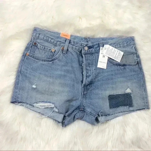 Levi’s 501 Patchwork Distressed Shorts - Picture 4 of 5